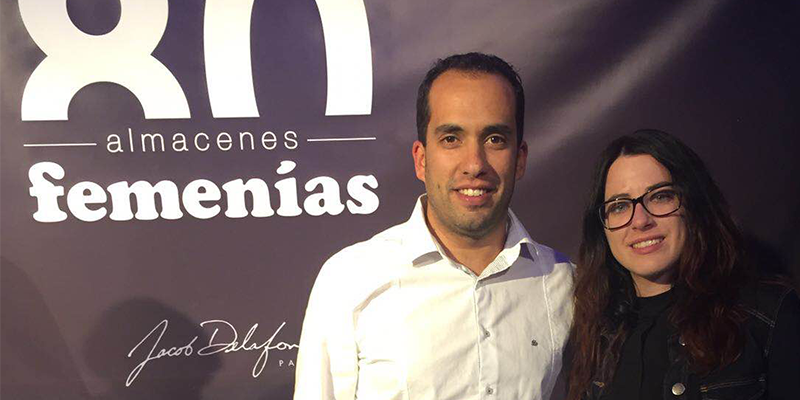 Sabina Rodríguez y David Ávila en el aniversario de Femenías en representación de Edificam